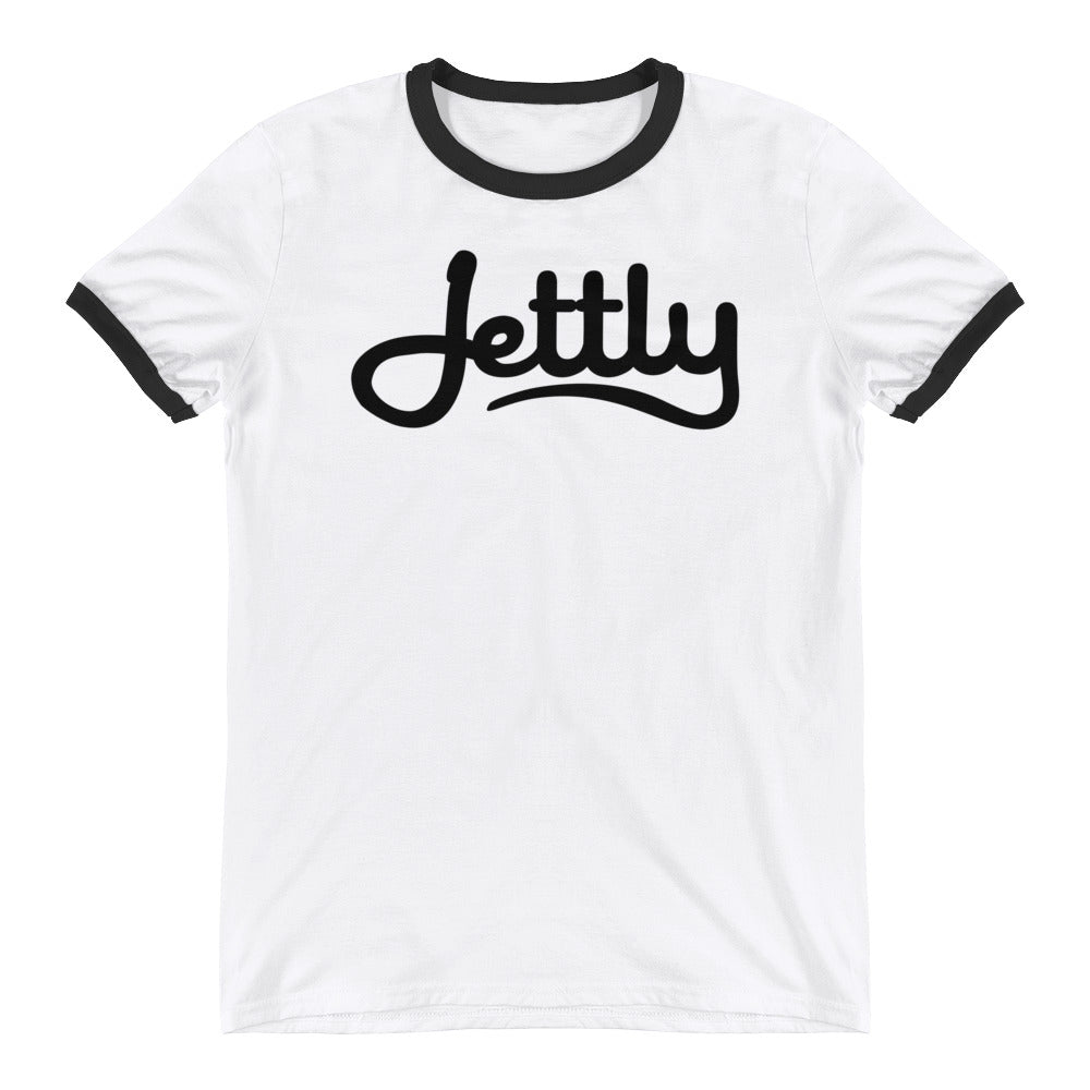 White/Black Anvil 988 Lightweight Ringer Tee Jettly T-Shirt with Tear Away Label