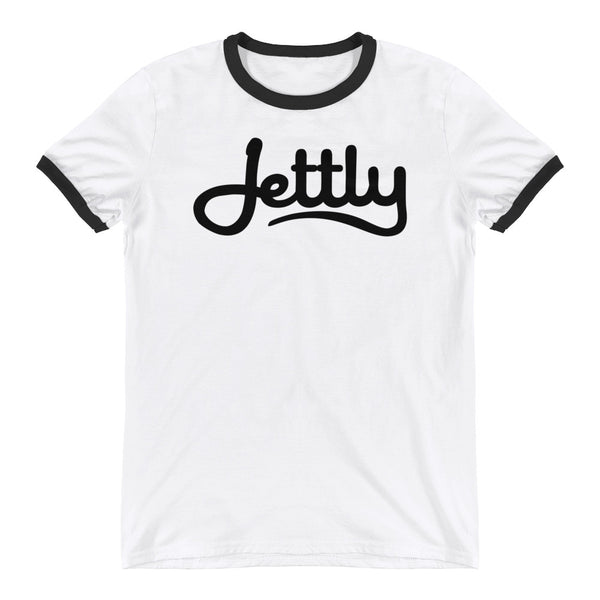 White/Black Anvil 988 Lightweight Ringer Tee Jettly T-Shirt with Tear Away Label