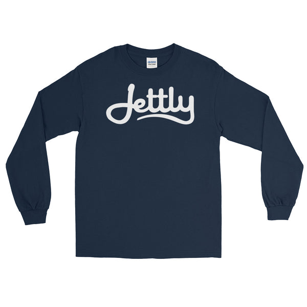 Navy Gildan 2400 Ultra Cotton Long Sleeve Jettly T-Shirt