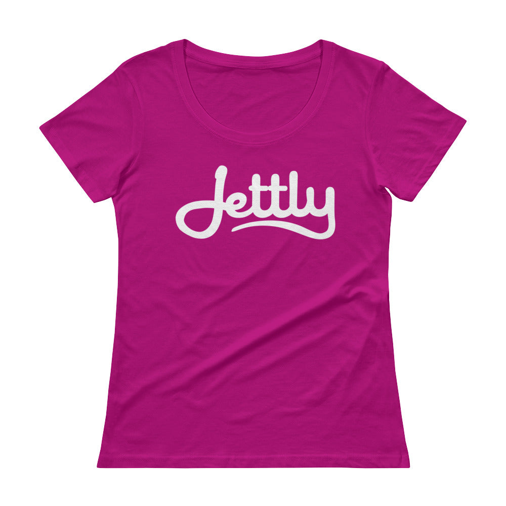 Raspberry Anvil 391 Ladies Sheer Scoopneck Jettly T-Shirt with Tear Away Label