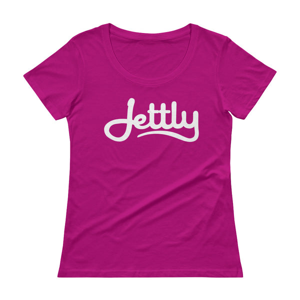 Raspberry Anvil 391 Ladies Sheer Scoopneck Jettly T-Shirt with Tear Away Label