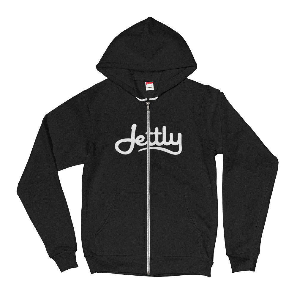 Black American Apparel F497 Unisex Flex Fleece Zip Jettly Hoodie