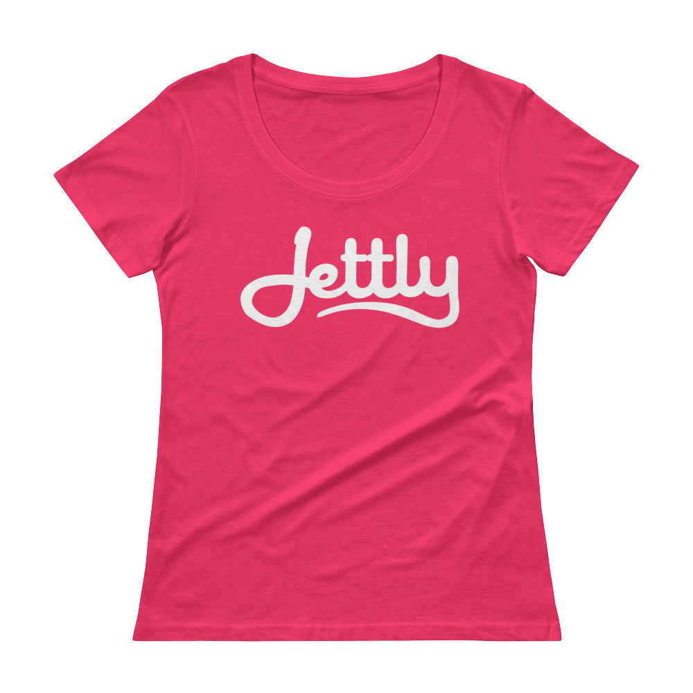 Hot Pink Anvil 391 Ladies Sheer Scoopneck Jettly T-Shirt with Tear Away Label