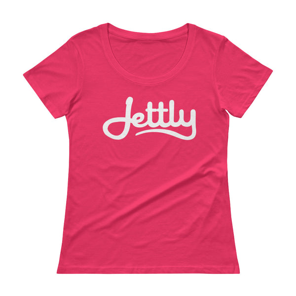 Hot Pink Anvil 391 Ladies Sheer Scoopneck Jettly T-Shirt with Tear Away Label