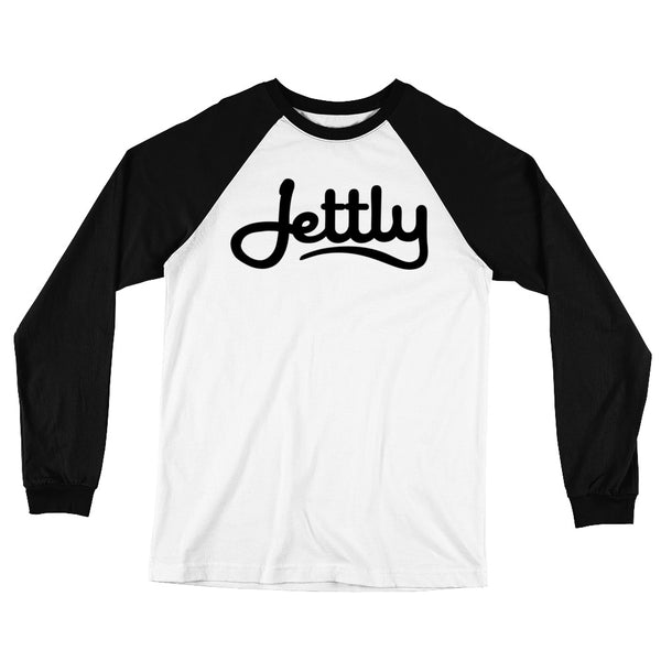 White/ Black Bella + Canvas 3000 Long Sleeve Baseball Jersey Jettly T-Shirt