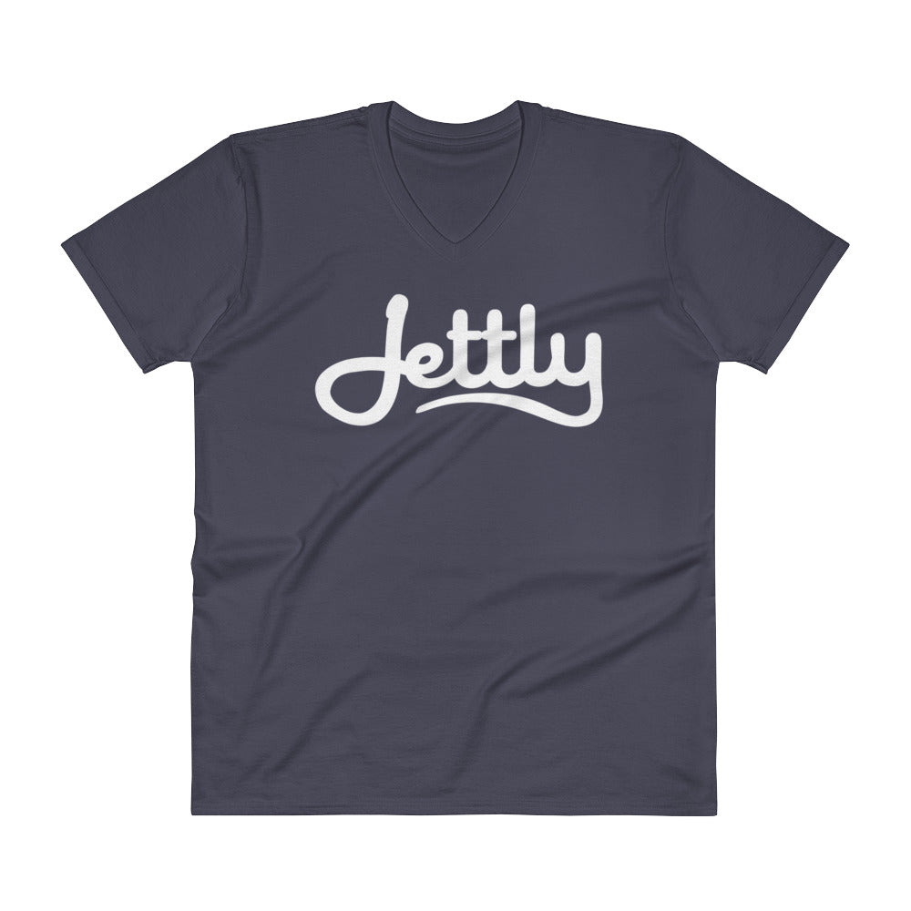 Navy Anvil 982 Lightweight Fashion V-Neck Jettly T-Shirt with Tear Away Label