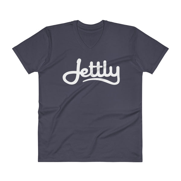 Navy Anvil 982 Lightweight Fashion V-Neck Jettly T-Shirt with Tear Away Label
