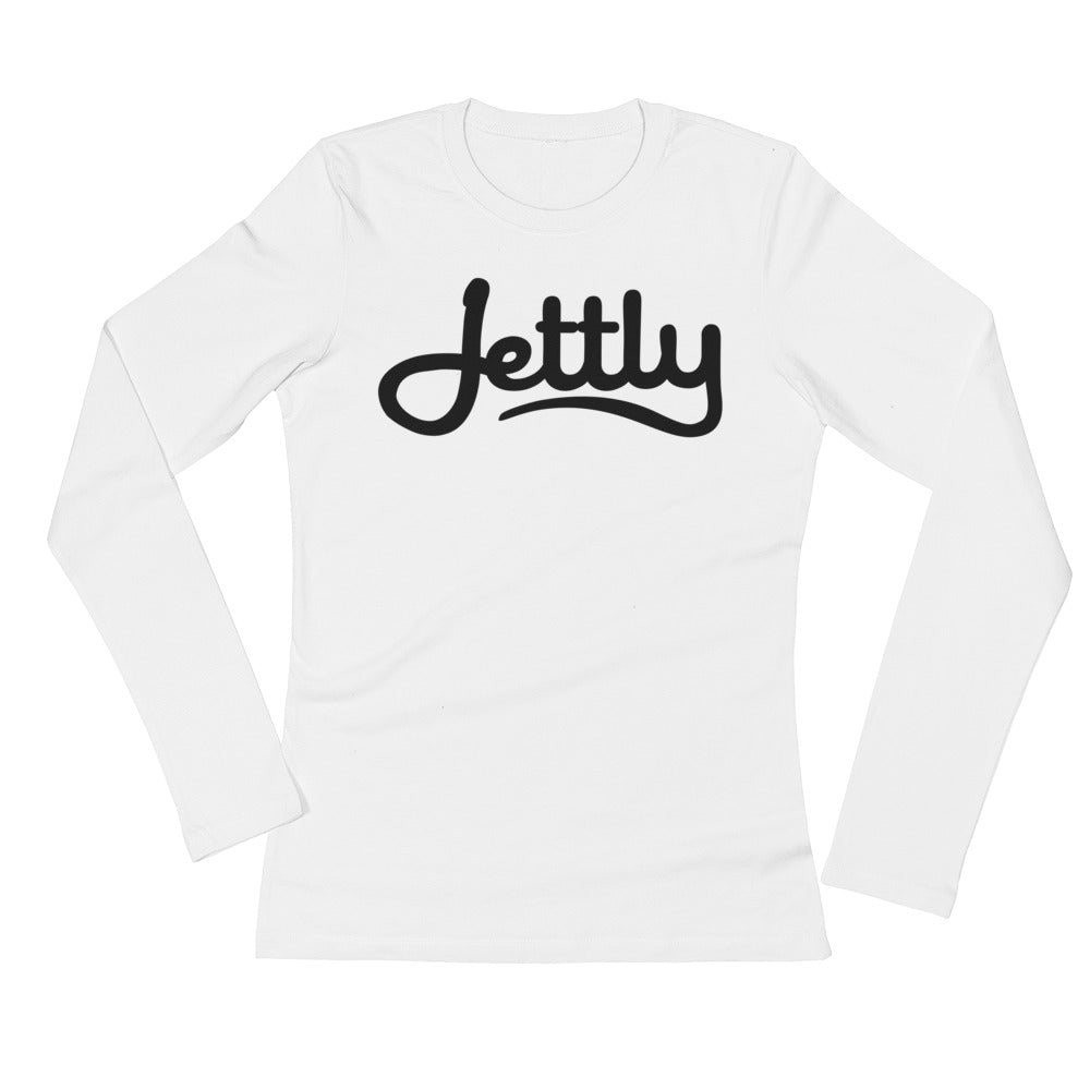 White Ladies' Long Sleeve Jersey Jettly T-Shirt with Tear Away Label
