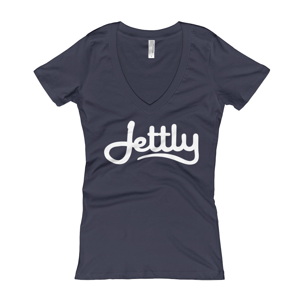Midnight Navy Next Level 3540 Ladies' Deep V-Neck Soft Wash Jettly T-Shirt