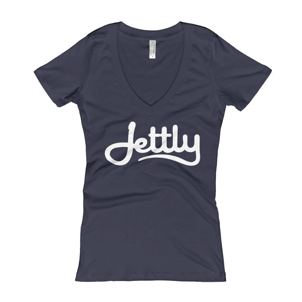 Midnight Navy Next Level 3540 Ladies' Deep V-Neck Soft Wash Jettly T-Shirt