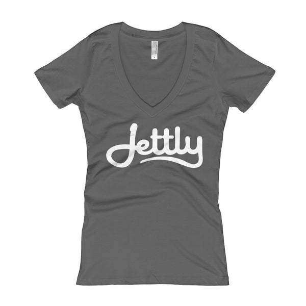 Dark Grey Next Level 3540 Ladies' Deep V-Neck Soft Wash Jettly T-Shirt