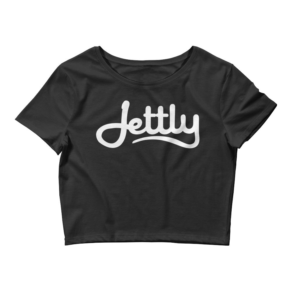 Black Bella + Canvas 6681 Women's Jettly Crop Tee with Tear Away Label