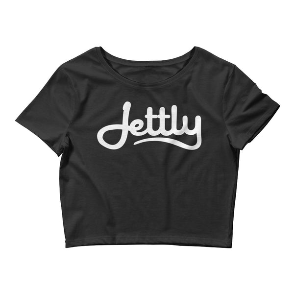 Black Bella + Canvas 6681 Women's Jettly Crop Tee with Tear Away Label