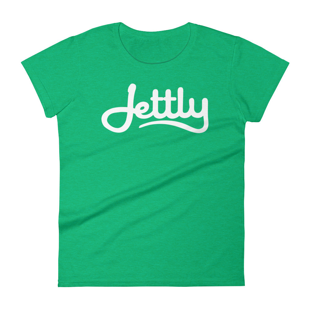 Heather Green Anvil 880 Ladies Ringspun Fashion Fit Jettly T-Shirt with Tear Away Label