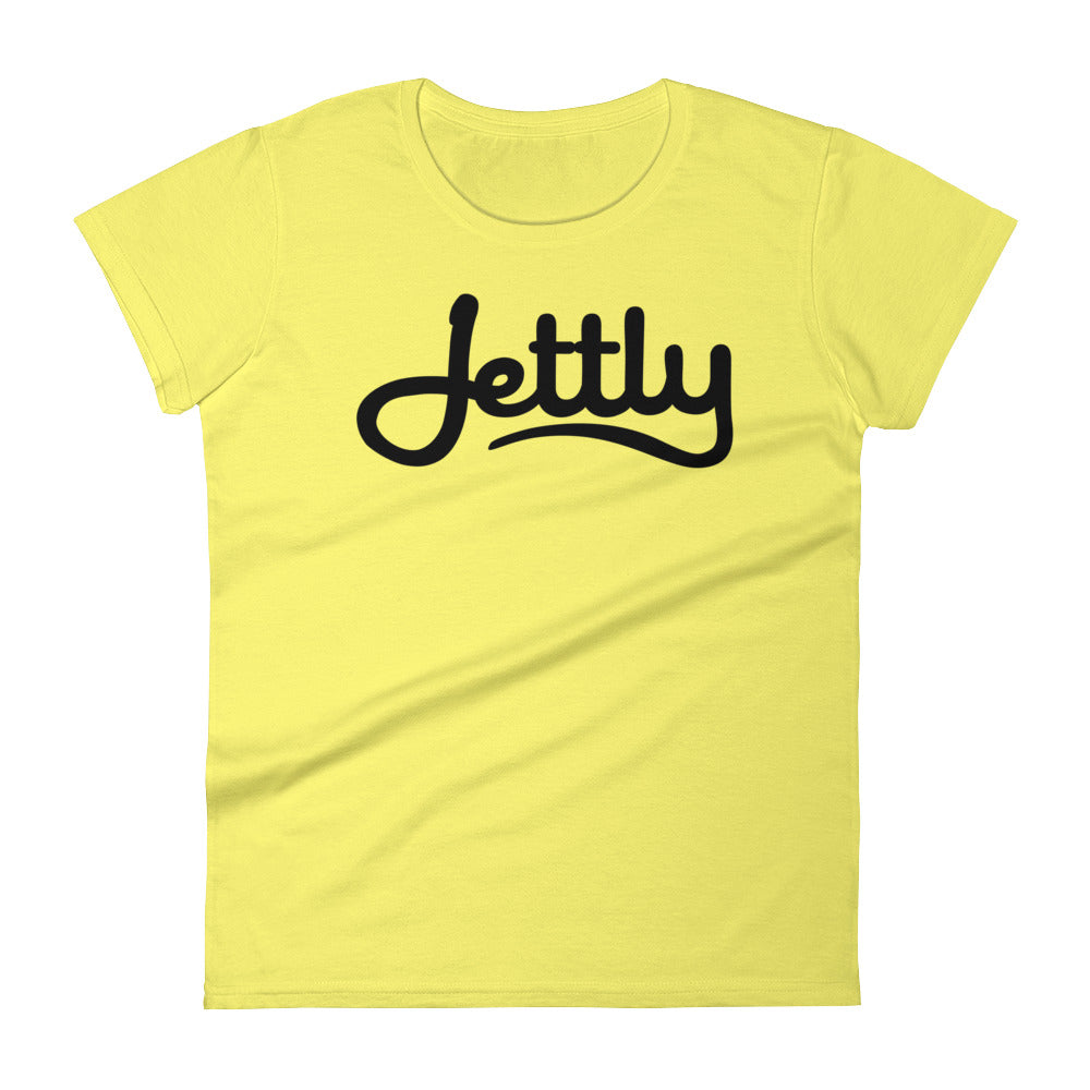 Spring Yellow Anvil 880 Ladies Ringspun Fashion Fit Jettly T-Shirt with Tear Away Label