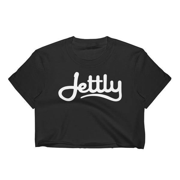 Black LA Apparel 2332 Fine Jersey Short Sleeve Cropped Jettly T-Shirt