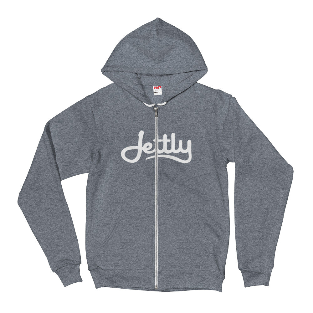 Dark Heather Grey American Apparel F497 Unisex Flex Fleece Zip Jettly Hoodie
