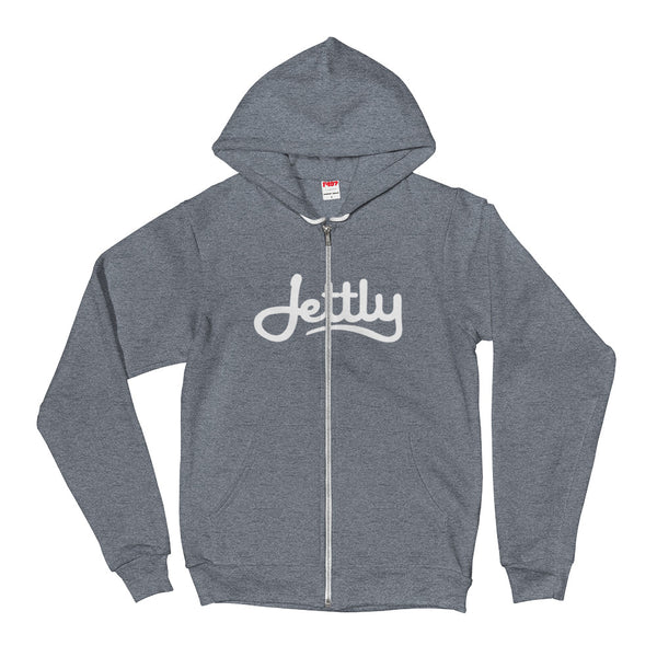 Dark Heather Grey American Apparel F497 Unisex Flex Fleece Zip Jettly Hoodie