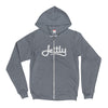 Dark Heather Grey American Apparel F497 Unisex Flex Fleece Zip Jettly Hoodie