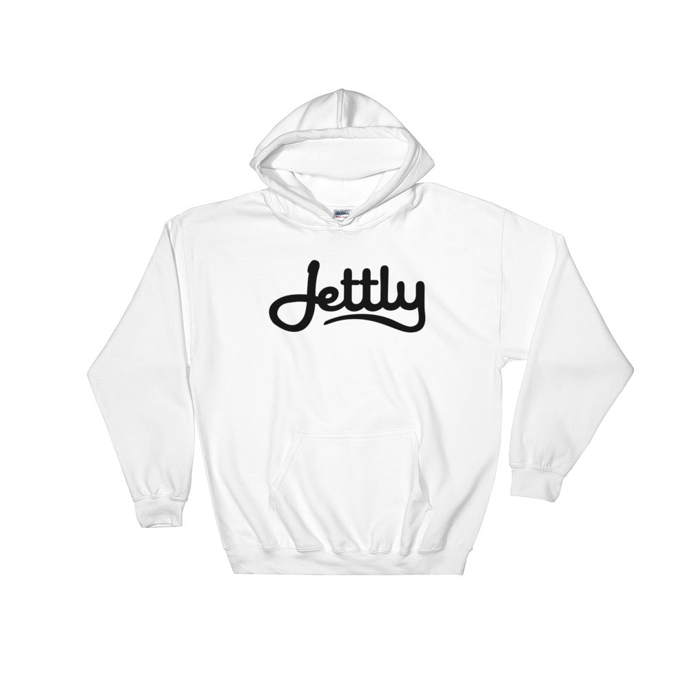 White Gildan 18500 Heavy Blend Hooded Jettly Sweatshirt