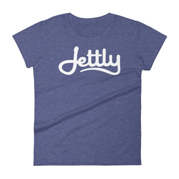 Heather Blue Anvil 880 Ladies Ringspun Fashion Fit Jettly T-Shirt with Tear Away Label