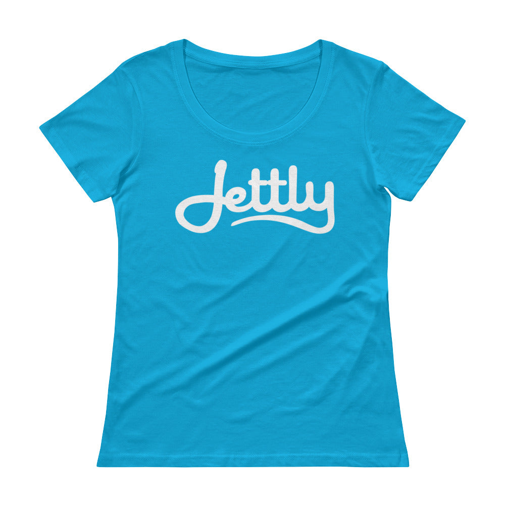 Caribbean Blue Anvil 391 Ladies Sheer Scoopneck Jettly T-Shirt with Tear Away Label