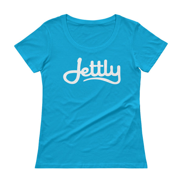Caribbean Blue Anvil 391 Ladies Sheer Scoopneck Jettly T-Shirt with Tear Away Label