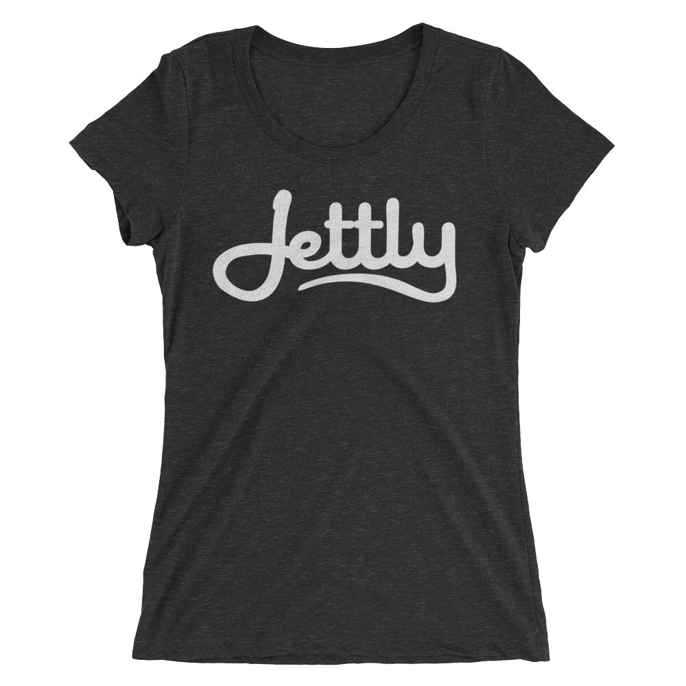 Charcoal-Black Triblend Bella + Canvas 8413 Ladies' Triblend Short Sleeve Jettly T-Shirt with Tear Away Label
