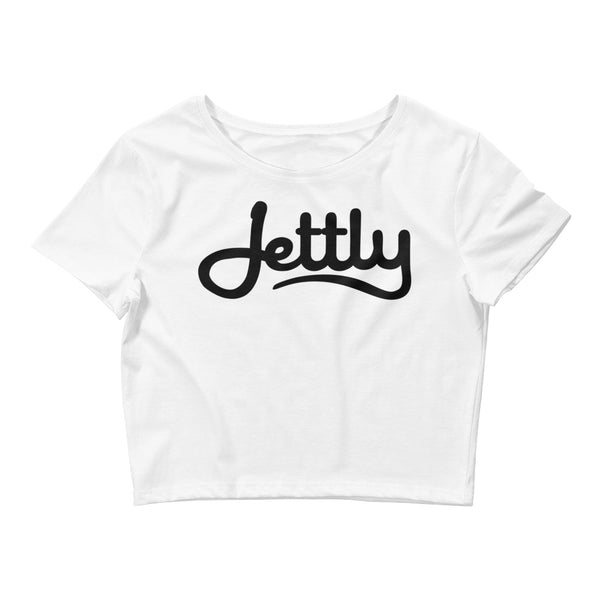 White Bella + Canvas 6681 Women's Jettly  Crop Tee with Tear Away Label