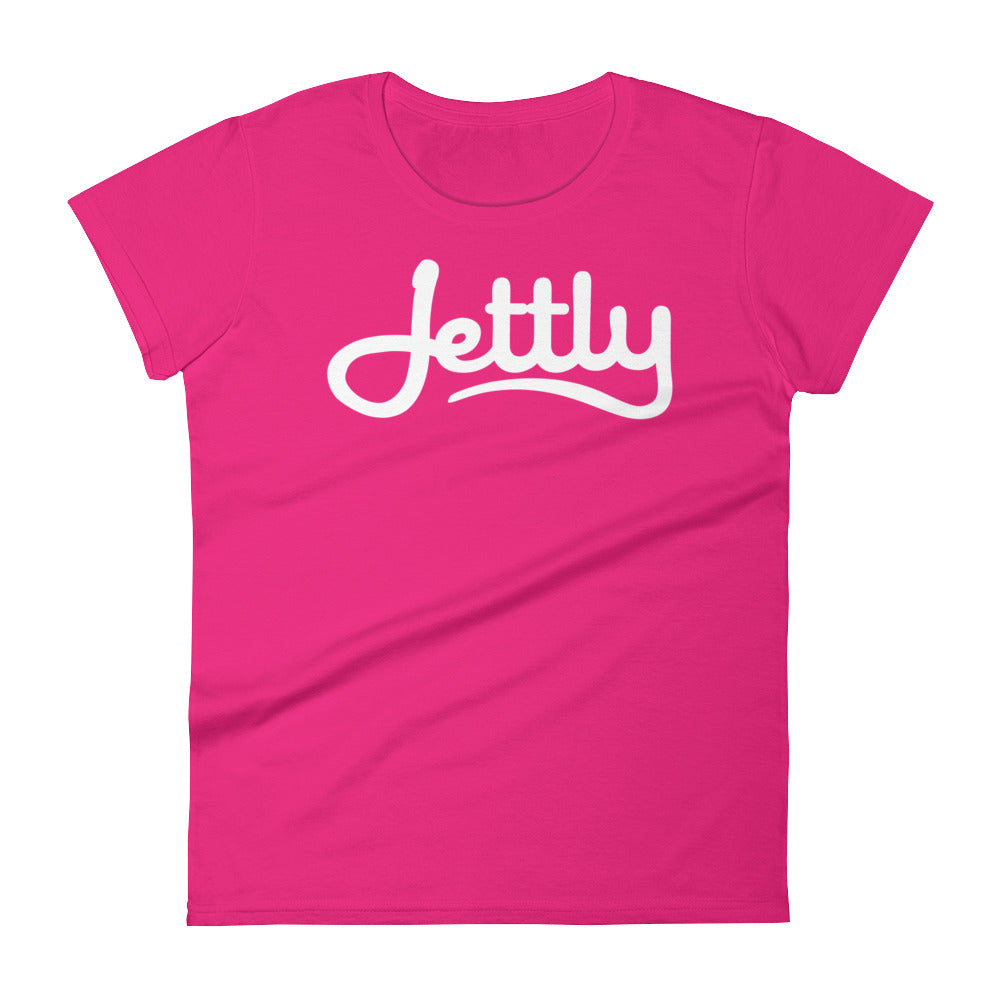 Hot Pink Anvil 880 Ladies Ringspun Fashion Fit Jettly T-Shirt with Tear Away Label