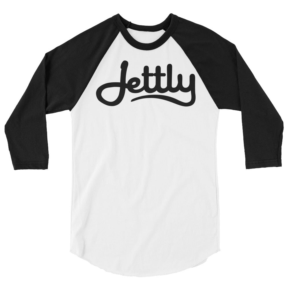 White/Black LA Apparel FF53 Poly-Cotton 3/4 Sleeve Raglan Jettly Shirt