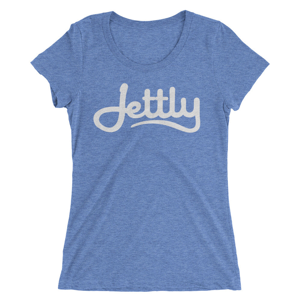 Blue Triblend Bella + Canvas 8413 Ladies' Triblend Short Sleeve Jettly T-Shirt with Tear Away Label