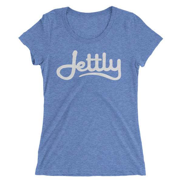Blue Triblend Bella + Canvas 8413 Ladies' Triblend Short Sleeve Jettly T-Shirt with Tear Away Label