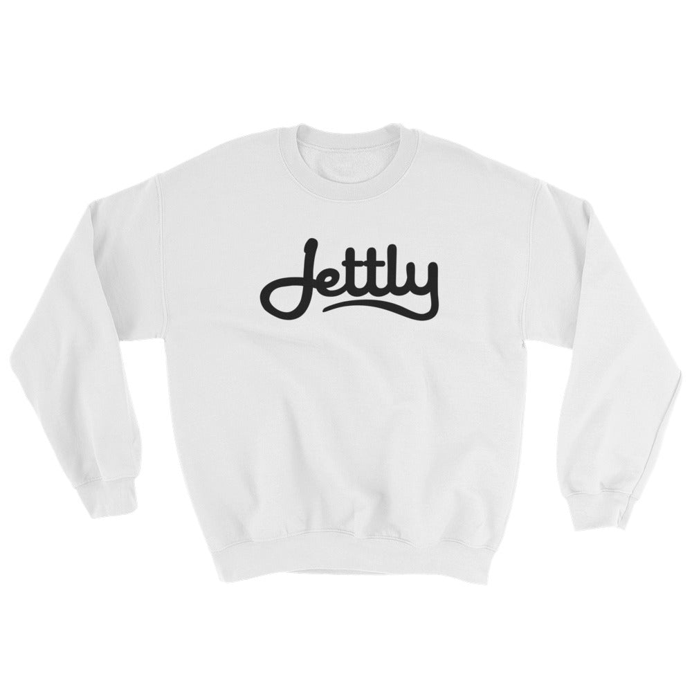White Gildan 18000 Heavy Blend Crewneck Jettly Sweatshirt