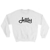 White Gildan 18000 Heavy Blend Crewneck Jettly Sweatshirt