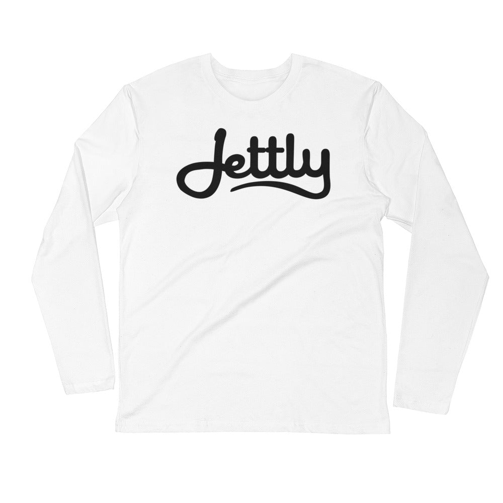 White Next Level 3601 Premium Fitted Long Sleeve Jettly Crew