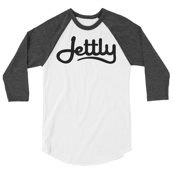 White/Heather Black LA Apparel FF53 Poly-Cotton 3/4 Sleeve Raglan Jettly Shirt