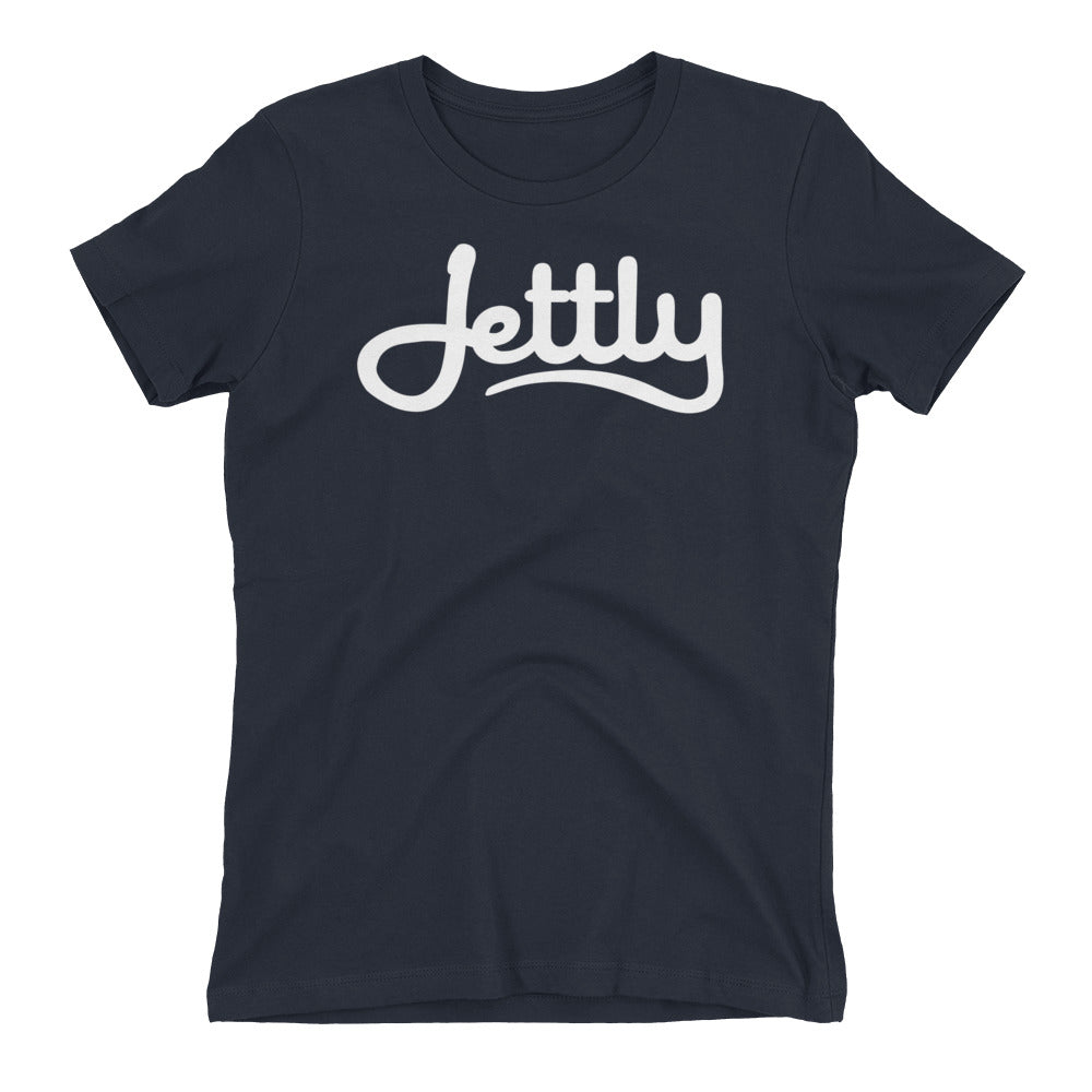 Midnight Navy Next Level 3900 Ladies' The Boyfriend Jettly Tee with Tear Away Label