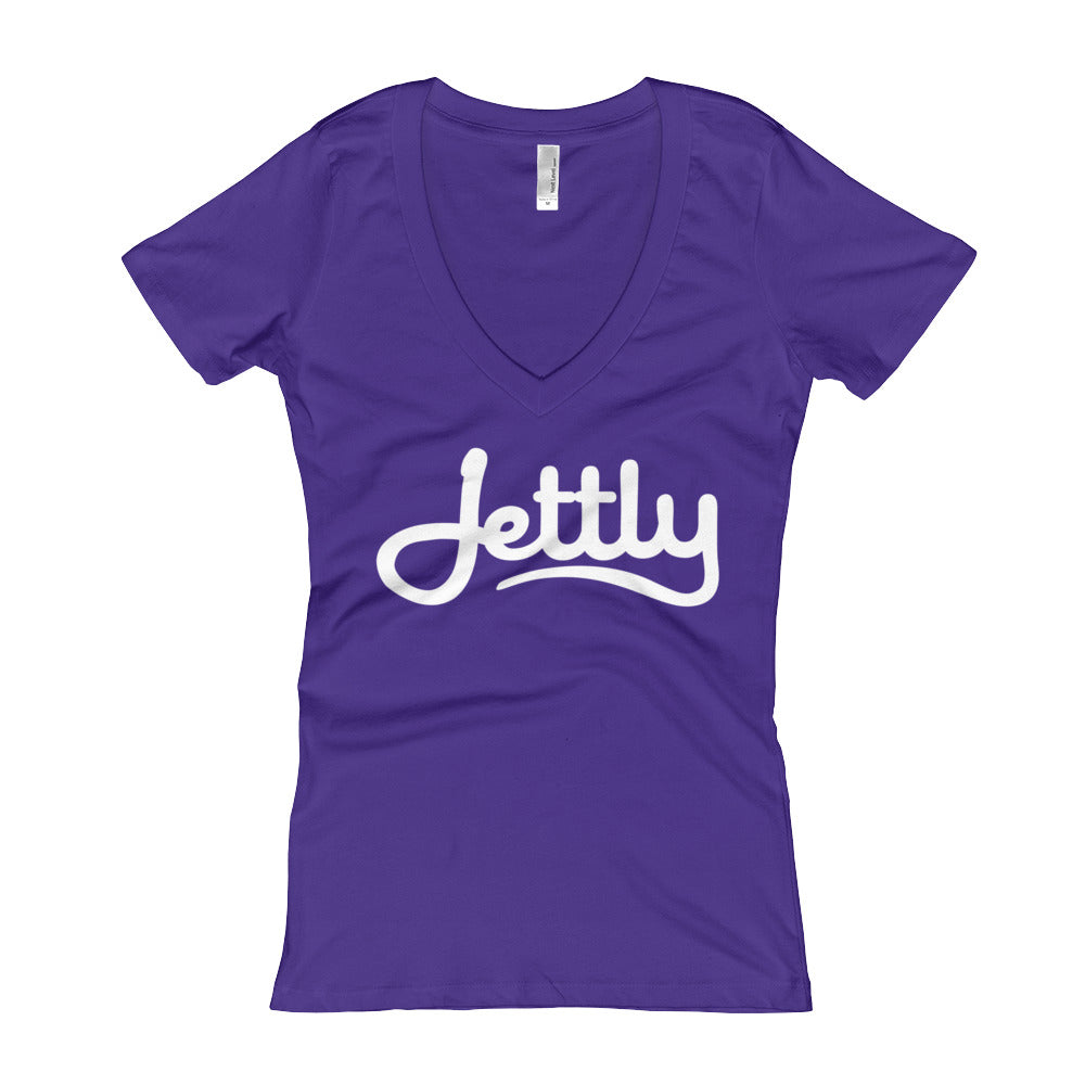 Purple Rush Next Level 3540 Ladies' Deep V-Neck Soft Wash Jettly T-Shirt