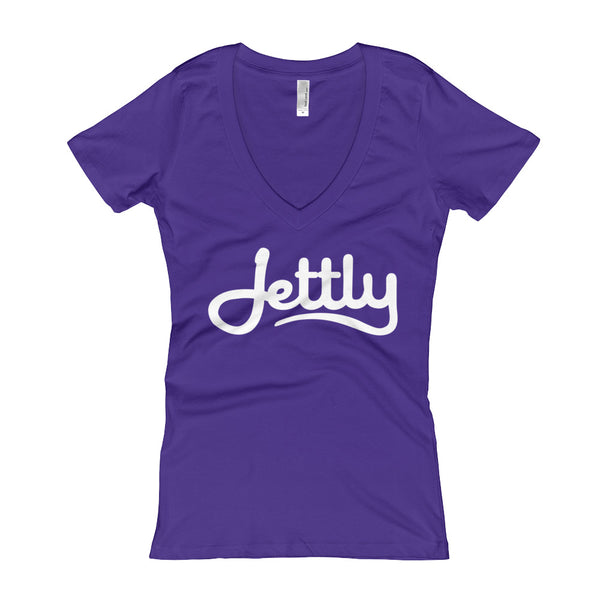 Purple Rush Next Level 3540 Ladies' Deep V-Neck Soft Wash Jettly T-Shirt